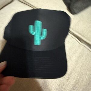 Black Cap with Teal Cactus Embroidery